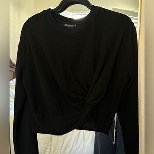 Zara Elegant Black Knot Cropped Long Sleeve